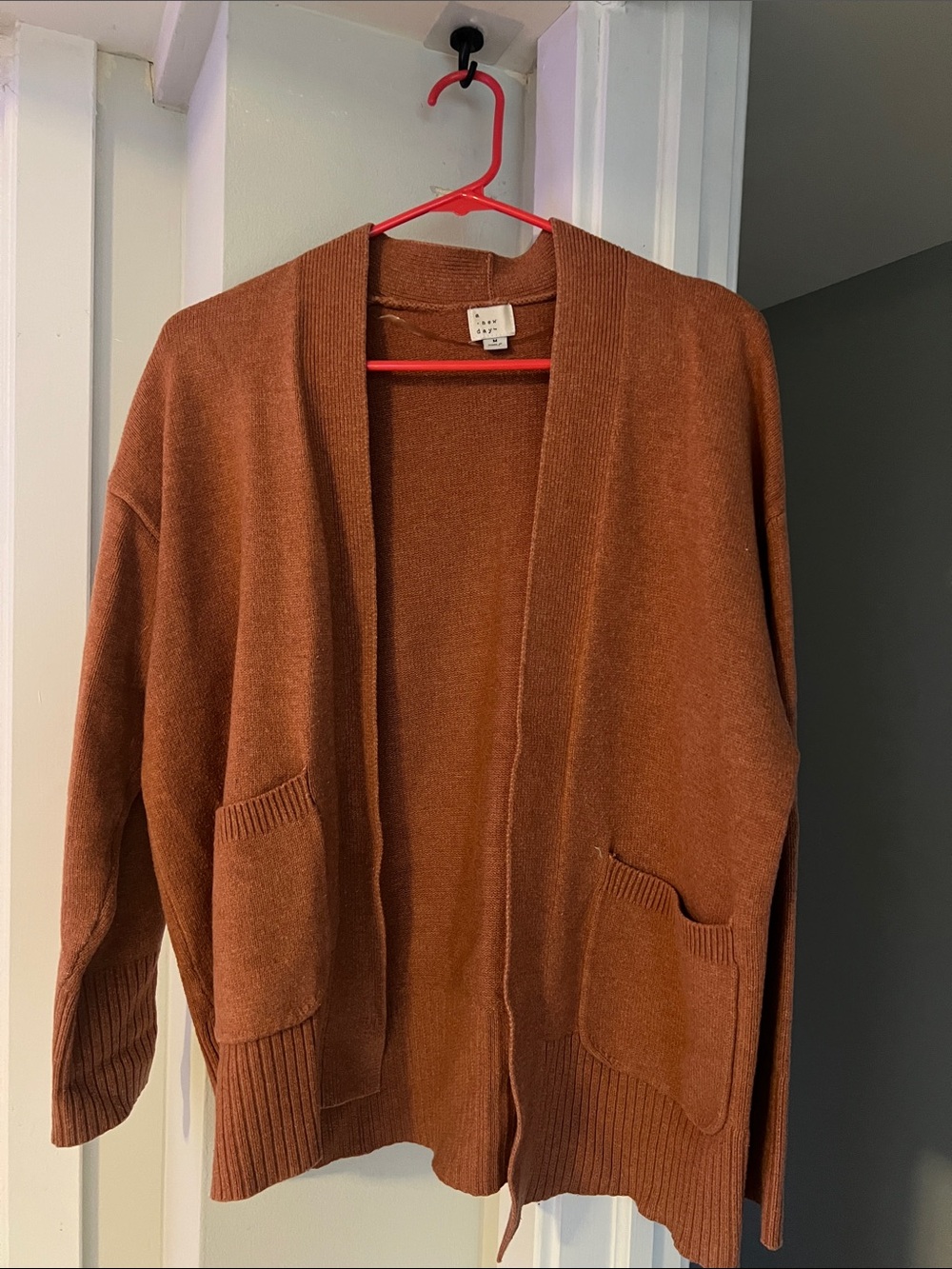 a new day Rust Brown Open-Front Pocket Cardigan Sweater